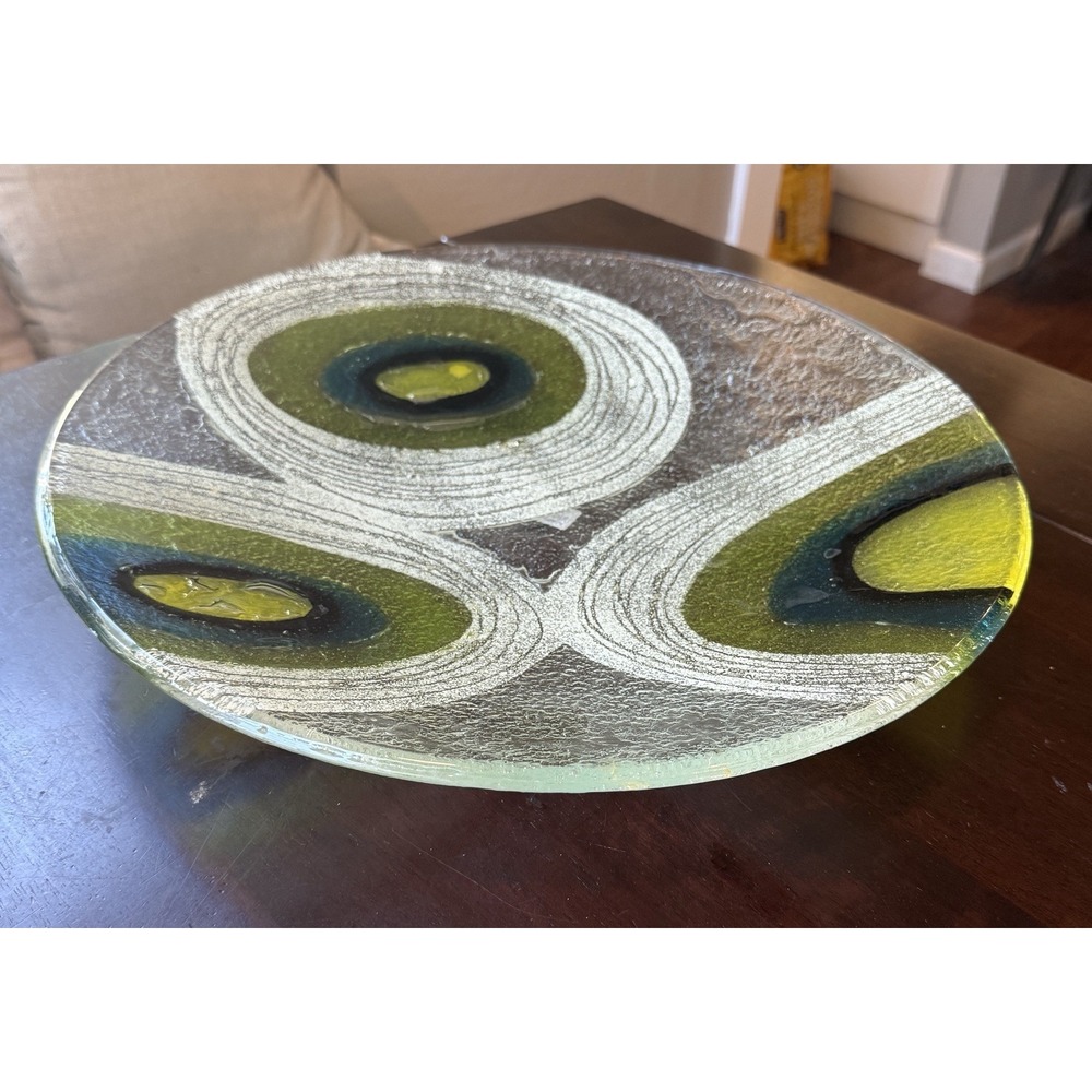 Spectacular CRATE & BARREL Pavone Glass 16" Geometric Centerpiece Bowl Poland